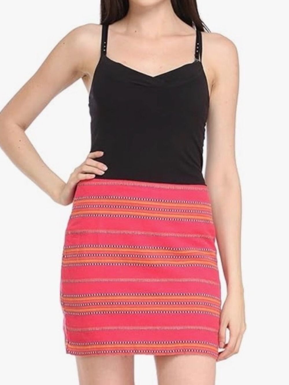 GAP nwt Pink Striped embroidered Aztec Mini Skirt size 10